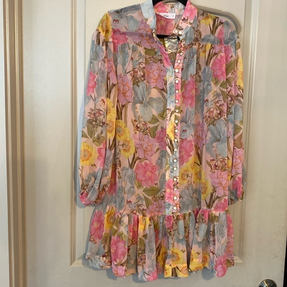 Ladies Gorgeous Eighteen Muse Floral Boho Shear Ruffled Mini Dress by Talula